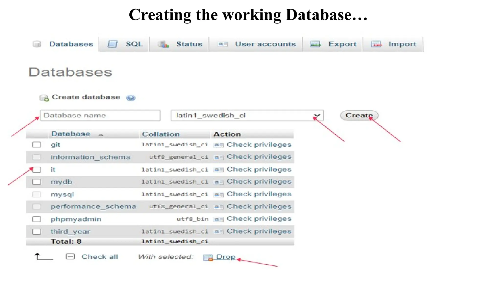 Creating the working Database…
 