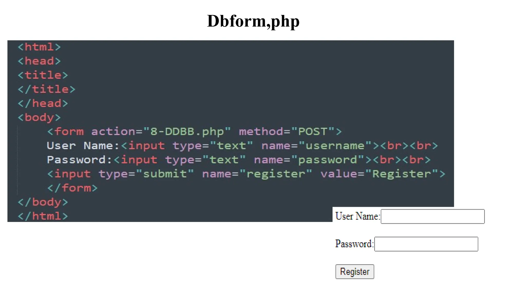 Dbform,php
 