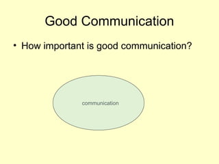 Good Communication
• How important is good communication?




              communication
 