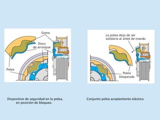 Dispositivo de seguridad en la polea,
en posición de bloqueo.
Conjunto polea acoplamiento elástico.
 