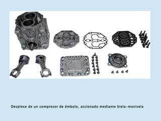 Despiece de un compresor de émbolo, accionado mediante biela-manivela 