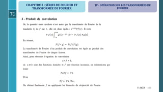 CHAPITRE 3 : SÉRIES DE FOURIER ET
TRANSFORMÉE DE FOURIER
100F. AKEF
IV - OPÉRATION SUR LES TRANSFORMÉES DE
FOURIER
2 - Produit de convolution
 
