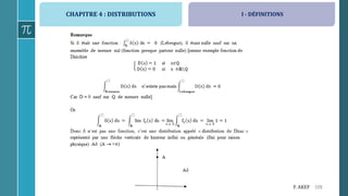 CHAPITRE 4 : DISTRIBUTIONS
109F. AKEF
I - DÉFINITIONS
 