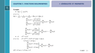 CHAPITRE 5 : FONCTIONS HOLOMORPHES
123F. AKEF
I - GÉNÉRALITÉS ET PROPRIÉTÉS
 