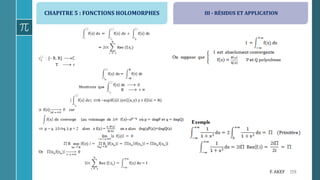 CHAPITRE 5 : FONCTIONS HOLOMORPHES
159F. AKEF
III - RÉSIDUS ET APPLICATION
 