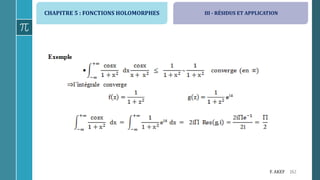 CHAPITRE 5 : FONCTIONS HOLOMORPHES
162F. AKEF
III - RÉSIDUS ET APPLICATION
 