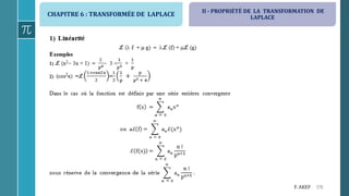 CHAPITRE 6 : TRANSFORMÉE DE LAPLACE
176F. AKEF
II - PROPRIÉTÉ DE LA TRANSFORMATION DE
LAPLACE
 