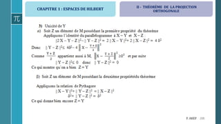CHAPITRE 1 : ESPACES DE HILBERT
206F. AKEF
II - THÉORÈME DE LA PROJECTION
ORTHOGONALE
 