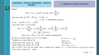 CHAPITRE 1 : ESPACE MÉTRIQUES  ESPACES
NORMÉS
29F. AKEF
II - NORMES ET ESPACES DE BANACH
 