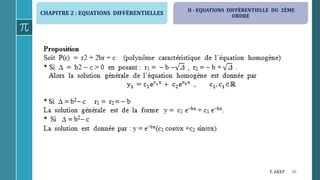 CHAPITRE 2 : EQUATIONS DIFFÉRENTIELLES
49F. AKEF
II - EQUATIONS DIFFÉRENTIELLE DU 2ÈME
ORDRE
 