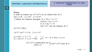 CHAPITRE 2 : EQUATIONS DIFFÉRENTIELLES
50F. AKEF
II - EQUATIONS DIFFÉRENTIELLE DU 2ÈME
ORDRE
 