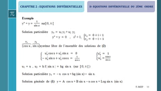 CHAPITRE 2 : EQUATIONS DIFFÉRENTIELLES
58F. AKEF
II- EQUATIONS DIFFÉRENTIELLE DU 2ÈME ORDRE
 