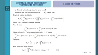 CHAPITRE 3 : SÉRIES DE FOURIER ET
TRANSFORMÉE DE FOURIER
75F. AKEF
I - SÉRIES DE FOURIER
 