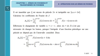 CHAPITRE 3 : SÉRIES DE FOURIER ET
TRANSFORMÉE DE FOURIER
84F. AKEF
II - OPÉRATIONS SUR LES SÉRIES DE FOURIER
 