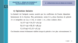 CHAPITRE 3 : SÉRIES DE FOURIER ET
TRANSFORMÉE DE FOURIER
86F. AKEF
II - OPÉRATIONS SUR LES SÉRIES DE FOURIER
 