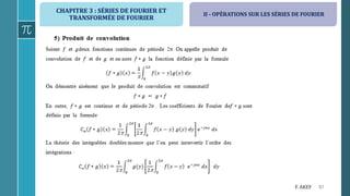 CHAPITRE 3 : SÉRIES DE FOURIER ET
TRANSFORMÉE DE FOURIER
87F. AKEF
II - OPÉRATIONS SUR LES SÉRIES DE FOURIER
 
