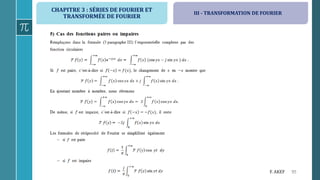 CHAPITRE 3 : SÉRIES DE FOURIER ET
TRANSFORMÉE DE FOURIER
95F. AKEF
III - TRANSFORMATION DE FOURIER
 