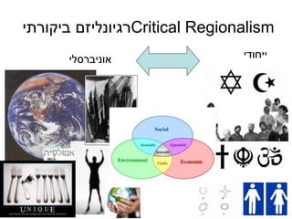 רגיונליזם ביקורתי  Critical Regionalism ייחודי אוניברסלי 