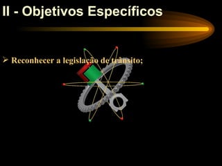 II - Objetivos Específicos


 Reconhecer a legislação de trânsito;
 