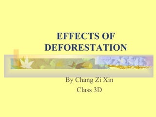 EFFECTS OF DEFORESTATION By Chang Zi Xin Class 3D 
