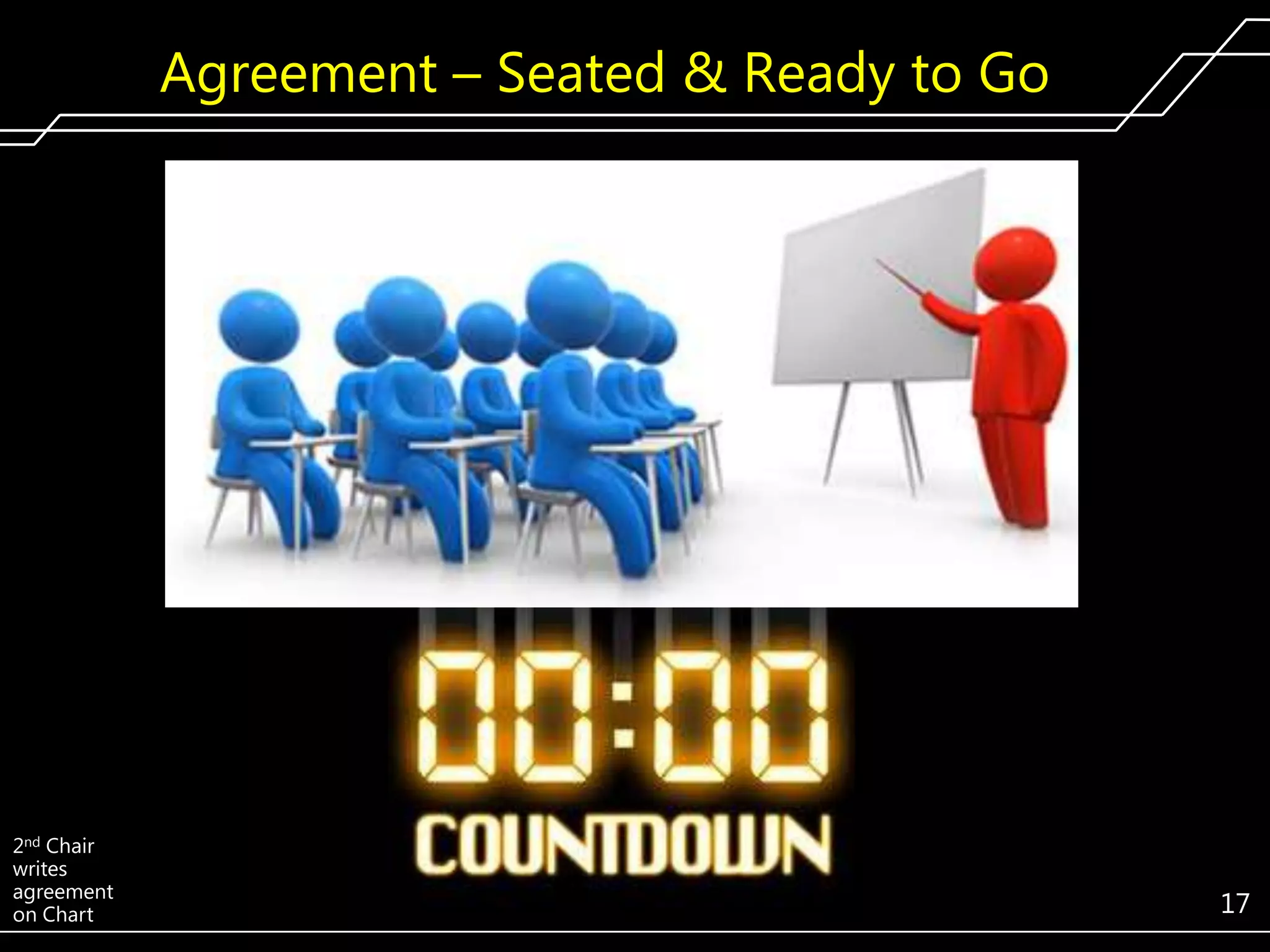 Agreement – Seated & Ready to Go

2nd Chair
writes
agreement
on Chart

17

 