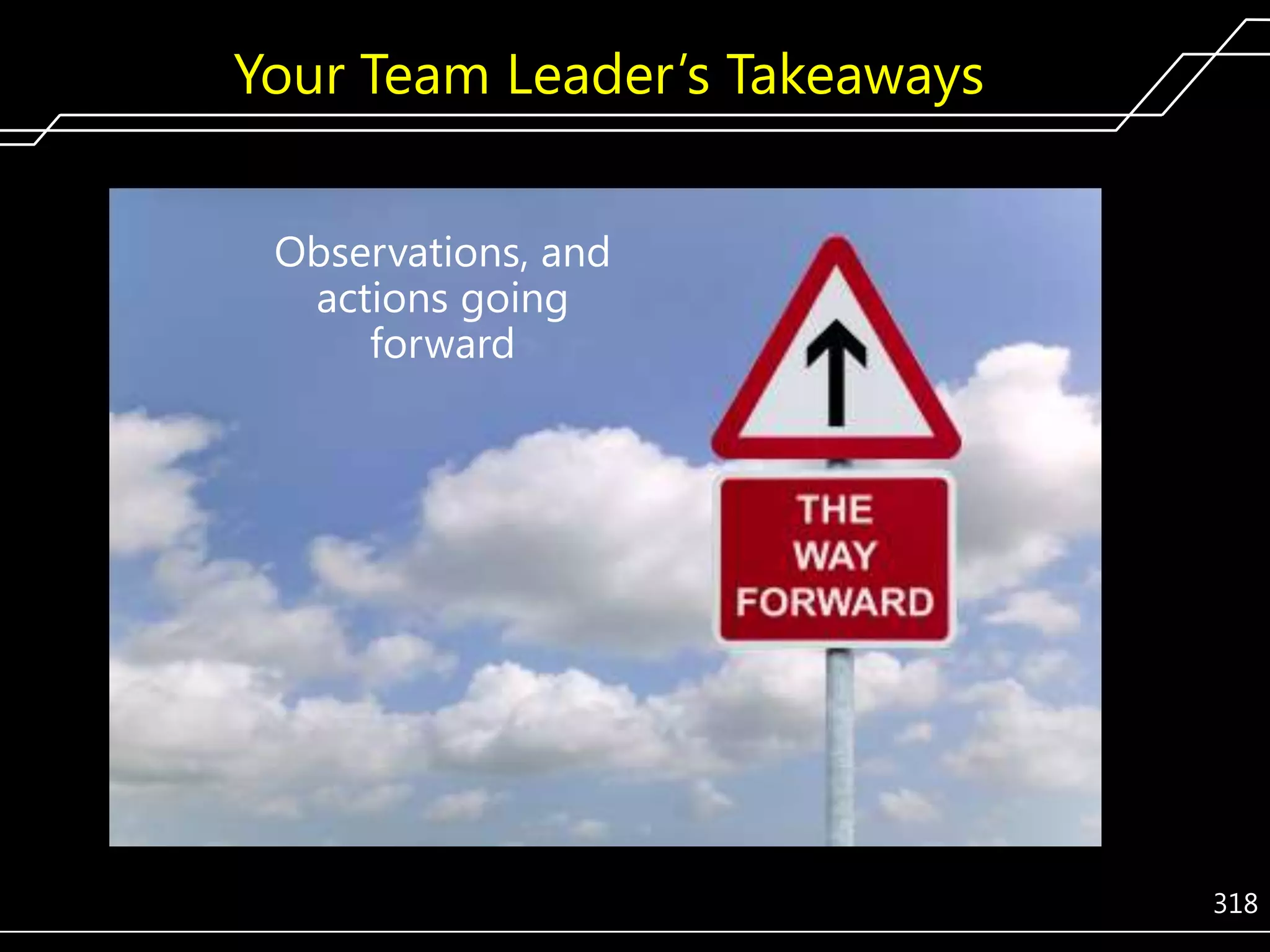 Your Team Leader’s Takeaways
Observations, and
actions going
forward

318

 