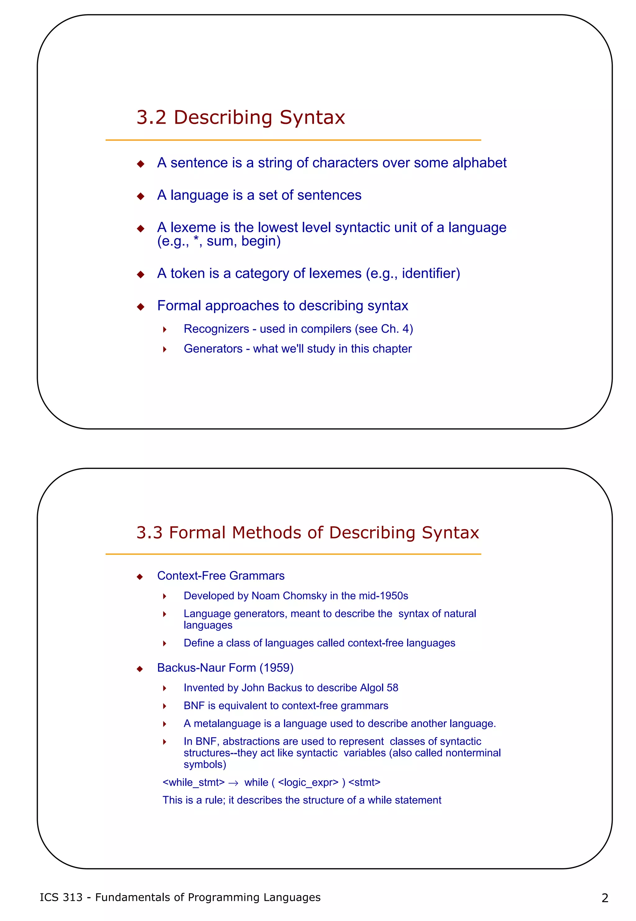 3 describing syntax and semantics
