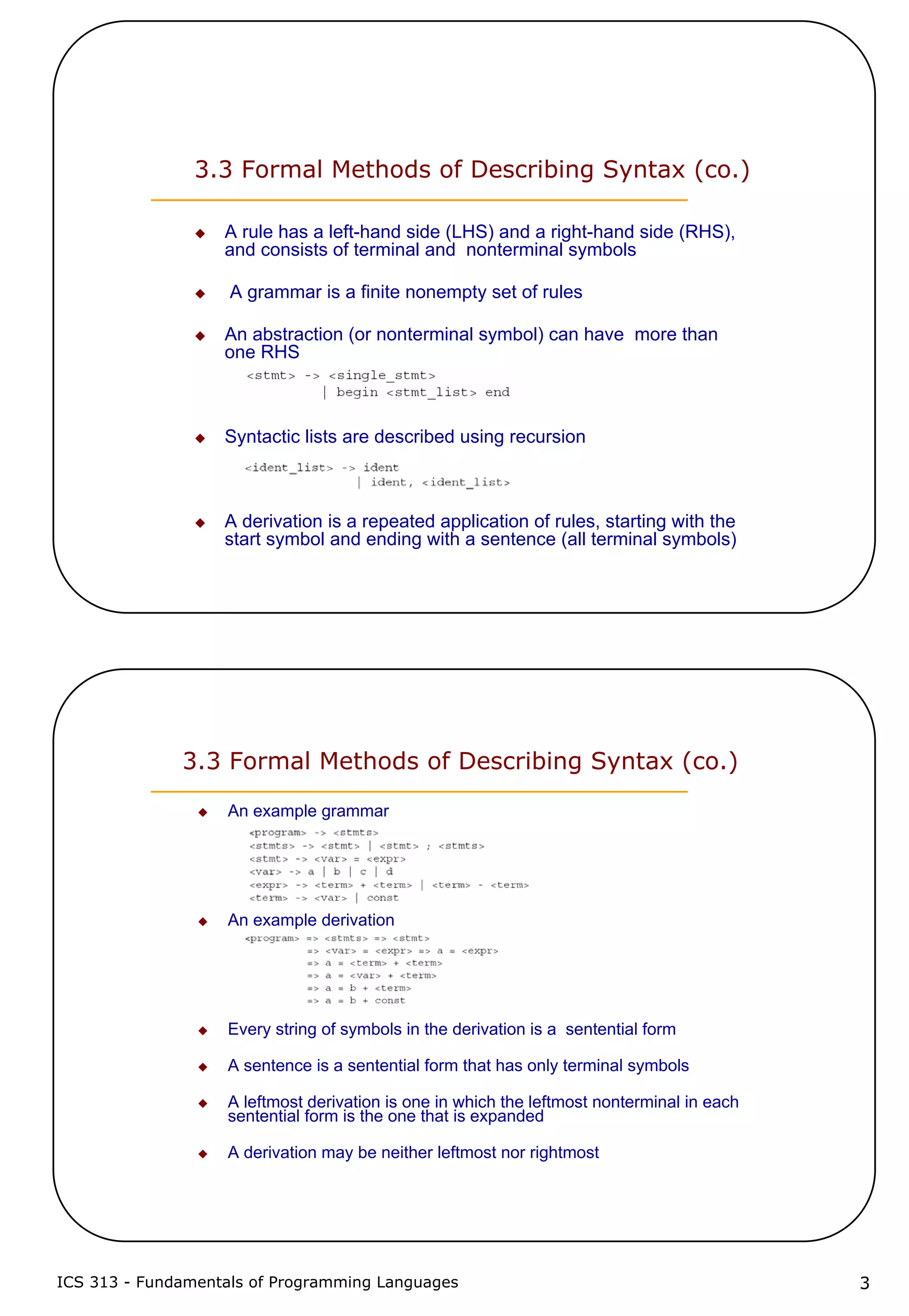 3 describing syntax and semantics