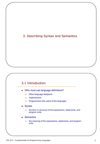 3 describing syntax and semantics