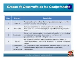 Grados de Desarrollo de las Competencias




           Alvaro Herrera Murgueitio - Cali, junio de 2011
 