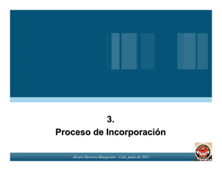 3.
Proceso de Incorporación

   Alvaro Herrera Murgueitio - Cali, junio de 2011
 