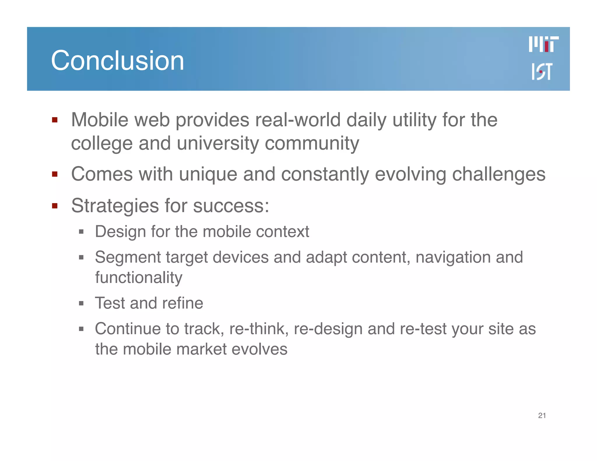 Developing the MIT Mobile Web