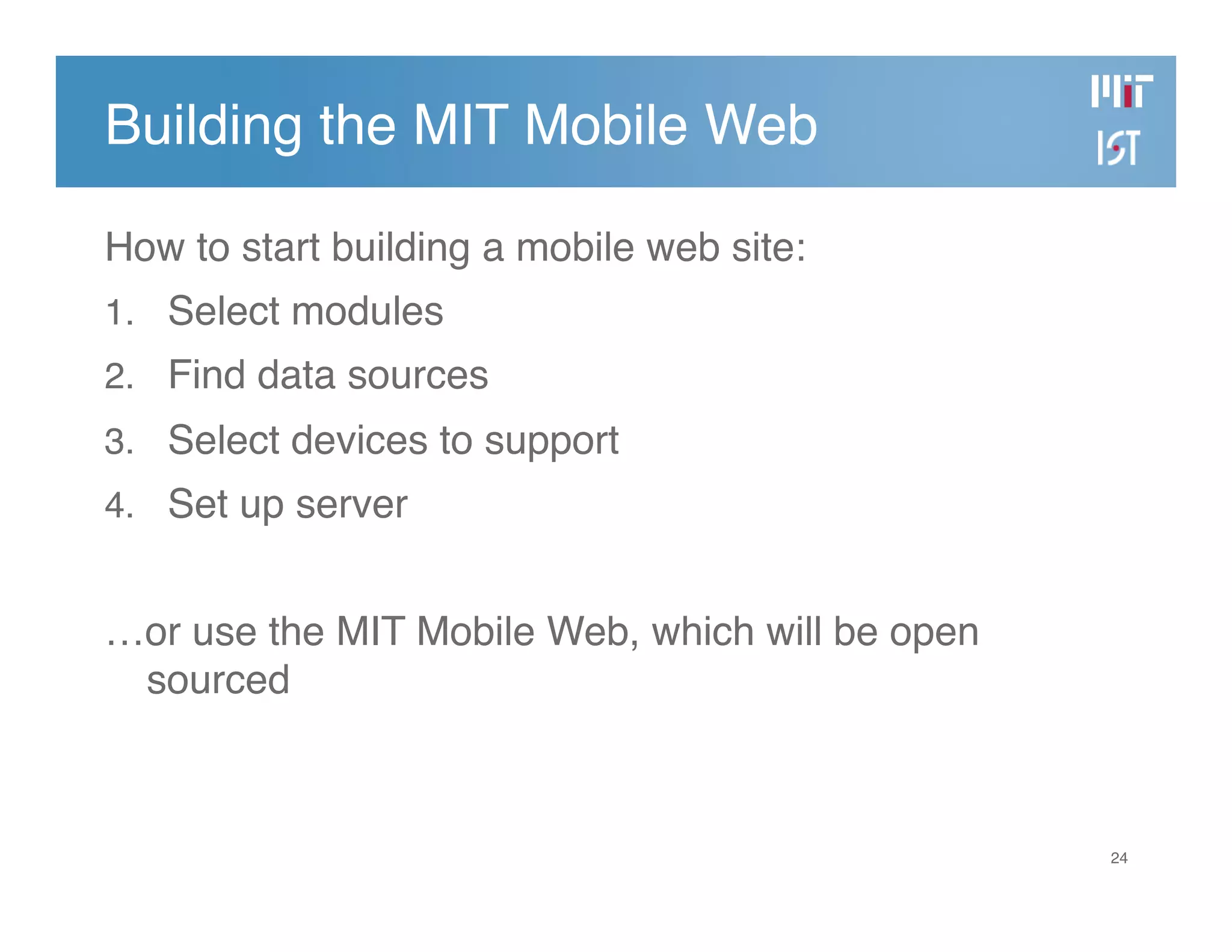 Developing the MIT Mobile Web