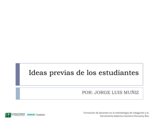 Ideas previas de los estudiantes  POR: JORGE LUIS MUÑIZ 