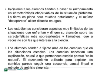 ApriorismoPosiciones del Movimiento de las Concepciones Alternativas (MCA):La metodología utilizada por este programa suele ser inductiva y sus resultados son generalmente descriptivos, tratando de comparar las ideas de los alumnos con la de las ciencias. Driver, Guesne y Tiberghien (1985) reconocieron algunas características comunes en las ideas previas de los estudiantes: 