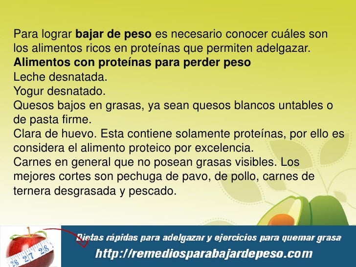 Alimentos ricos en proteinas para bajar de peso
