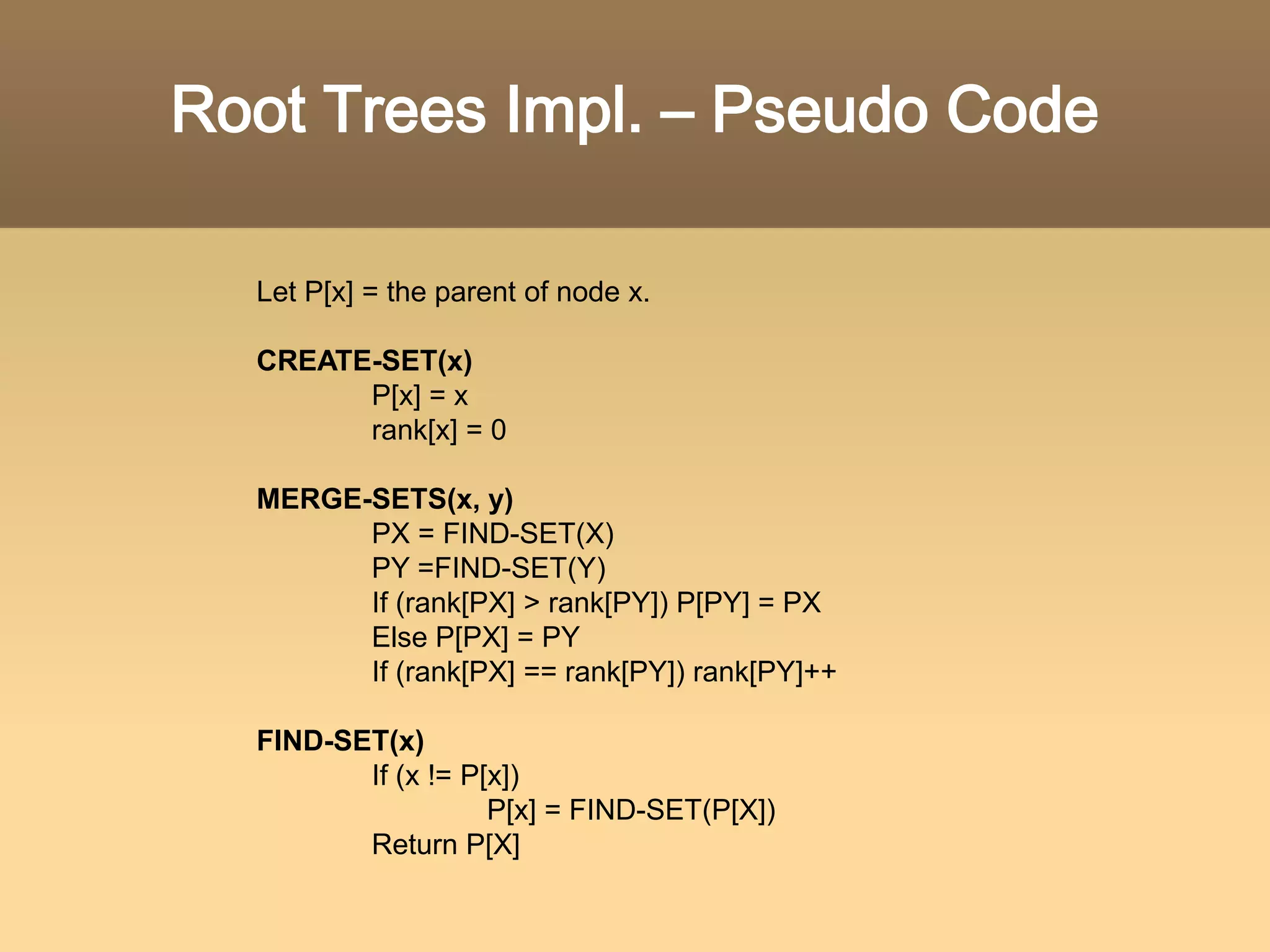Root Trees Impl. – Step 4 (Final)MERGE_SETS(5, 1);