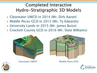  Clearwater UWCD in 2014 (Mr. Dirk Aaron)
 Middle Pecos GCD in 2015 (Mr. Ty Edwards)
 University Lands in 2015 (Mr. James Buice)
 Crockett County GCD in 2016 (Mr. Slate Williams)
Clearwater UWCD Middle Pecos GCD
 