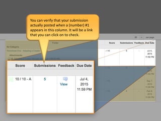 You can verify that your submission
actually posted when a (number) #1
appears in this column. It will be a link
that you can click on to check.
 