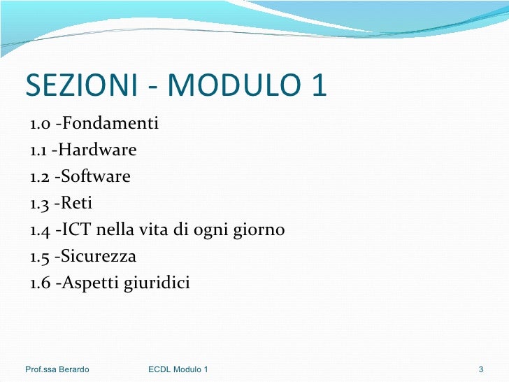 Modulo 1 Ecdl - Modulo