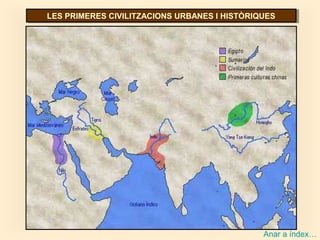LES PRIMERES CIVILITZACIONS URBANES I HISTÒRIQUESLES PRIMERES CIVILITZACIONS URBANES I HISTÒRIQUES
Anar a índex…
 