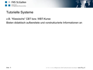 Dipl.Päd. Mag [FH] Frank Weber
Herzlichen Dank!
[19] http://www.adobe.com/de/products/acrobatconnectpro/overview/
[20] Jäger, Wolfgang (2002): Anwender, Kosten und die Frage: Make or Buy http://www.symposion.de/elearning-r/elr_06.htm
[21] Abicht, Lothar; Dubiel, Gerald (2002): “Der Lehrer auf dem Bildschirm.” In: Friedrich W. Hesse (Hrsg.): E-Learning. Die
Revolution des Lernens gewinnbringend einsetzen. Stuttgart:Klett-Cotta
[22] Weber, Frank (2005): “Interactivity - the Good, the Bad and the Ugly” In: Dimiter Dimitrov, Georges Mallet (Hrsg): Computer
Simulation in Information and Communication Engineering CSICE 2005
[23] IEEE Computer society (2002): “IEEE Std 1484.12.1TM-2002. IEEE Standard for Learning Object Metadata.” New York
[24] www.izhd.uni-hamburg.de/pdfs/interaktivitaet.pdf
[25] http://sympol3.charite.de/docent/cds/SYM_Showcase_de/links/radiologie/RAD14/seite01.htm
[26] http://www.apple.com/hardware/gallery/ipod_april2003_480.html
[27] http://vm3-elearning.uclv.net/content/edubite/M6-LO009-Optimale-Bestellmenge/m6_lo009_11.html
[28] http://www2.staff.fh-vorarlberg.ac.at/~fw/korrelation/
[29] http://www2.staff.fh-vorarlberg.ac.at/~fw/fhvwbt/
[30] Metzger, Christiane; Schulmeister, Rolf; Zienert, Heiko (2003): “Die Firma2 - Deutsche Gebärdensprache interaktiv” CD-ROM for
Windows und Macintosh.Seedorf: Signum
[31] Hartmann, Werner; Reichert, Raimond (2004): “On the Learning in E-Learning”. Proceedings of EDMEDIA 2004 – World
Conference on Education Multimedia, Hypermedia and Telecommunications, Switzerland, June 23-26 2004, pp. 1590-1595.
 