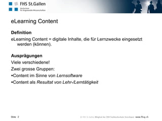 Dipl.Päd. Mag [FH] Frank Weber
Tutorielle Systeme
z.B. “Klassische” CBT bzw. WBT-Kurse
Bieten didaktisch aufbereitete und vorstrukturierte Informationen an
Lernende können ein Wissensgebiet selbstständig und systematisch
erarbeiten
Software versucht Rolle der Lehrperson (Tutor) zu übernehmen
In der Regel werden Vermittlungs- und Übungsteile kombiniert
Hinweise und Hilfestellung für die Bearbeitung wünschenswert
Beispiel: Grundbegriffe des Programmierens
Beispiel: Kommunikation
Sonderform: “Intelligente” Tutorielle Systeme (ITS)
ITS versuchen Auswahl, Präsentation und Abfrage von Lerninhalten automatisch
an Vorkenntnisse, Lernfortschritte und intellektuelle Fähigkeiten der Lernenden
anzupassen.
Sehr aufwändig in der Programmierung, z.T. ernüchternde Ergebnisse
 