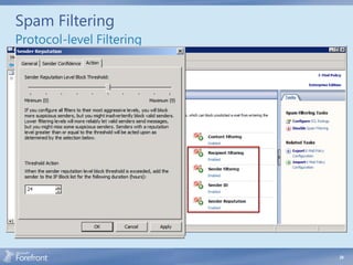 Spam Filtering
Protocol-level Filtering




                           29
 
