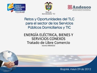 ENERGÍA ELÉCTRICA, BIENES Y
    SERVICIOS CONEXOS
 Tratado de Libre Comercio
         Evento ANDESCO




 1
 
