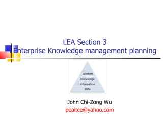 LEA Section 3  Enterprise Knowledge management planning  John Chi-Zong Wu [email_address] 
