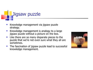 Knowledge Base Puzzle Enterprise knowledge managment planning | PPT