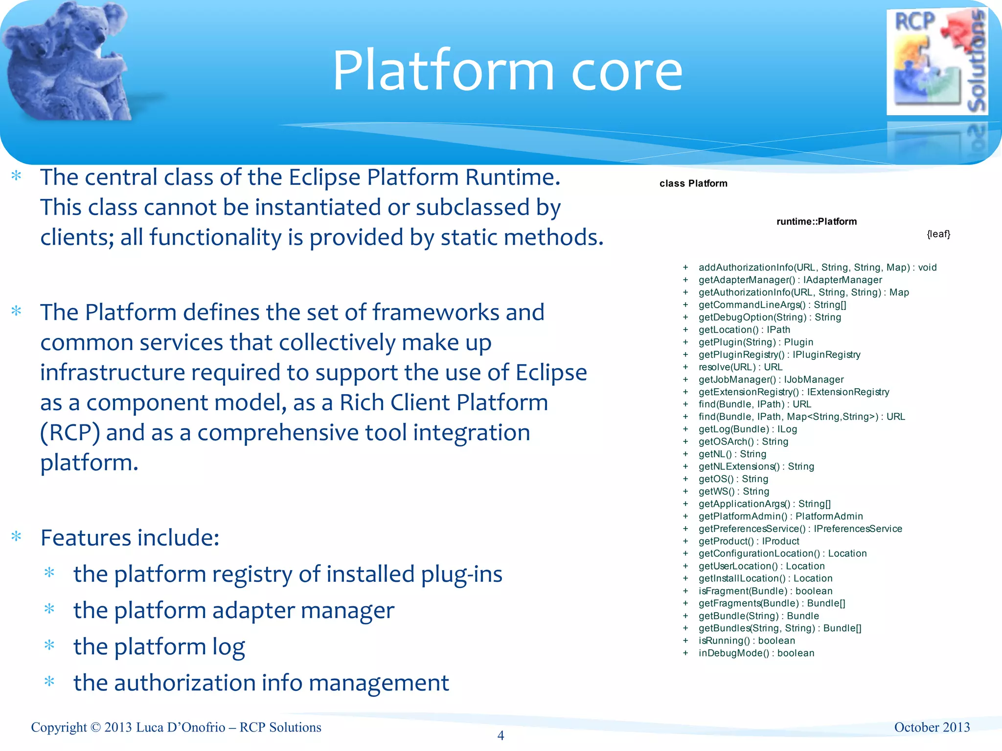 Eclipse Training - Main eclipse ecosystem classes | PPT