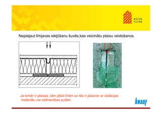 Nepieļaut līmjavas iekļūšanu šuvēs,kas veicinātu plaisu veidošanos.




Ja tomēr ir plaisas ,tām jābūt tīrām un tās ir jāaizver ar izolācijas
 materiālu vai celtniecības putām.
 
