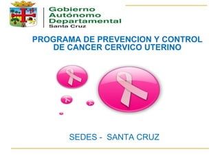 PROGRAMA DE PREVENCION Y CONTROL
DE CANCER CERVICO UTERINO
SEDES - SANTA CRUZ
 